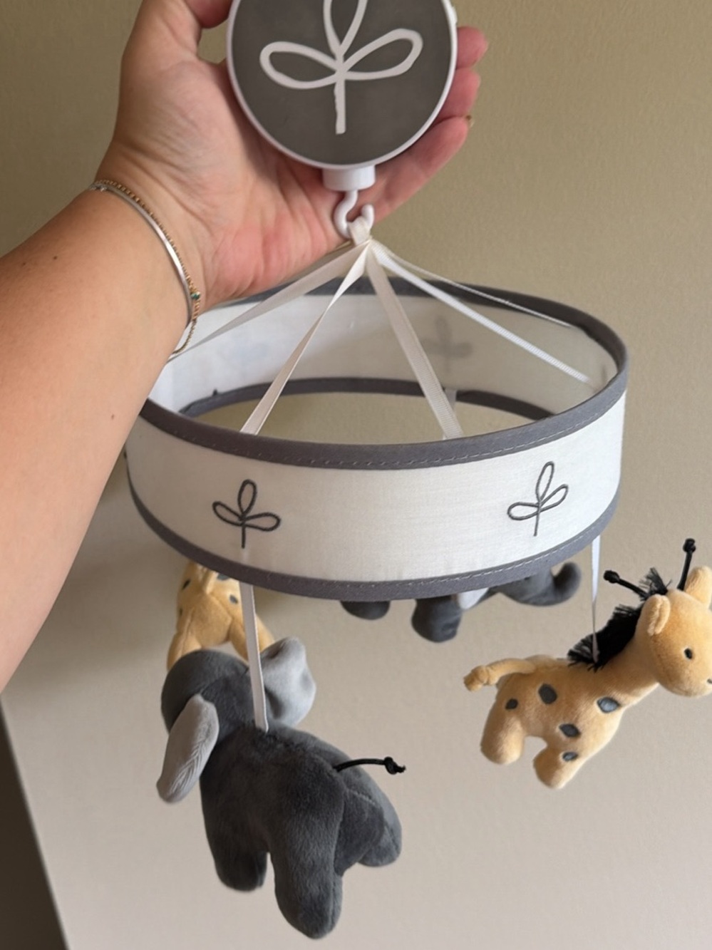 Lambs and Ivy Neutral Safari Plush Mobile - Gray & Cream